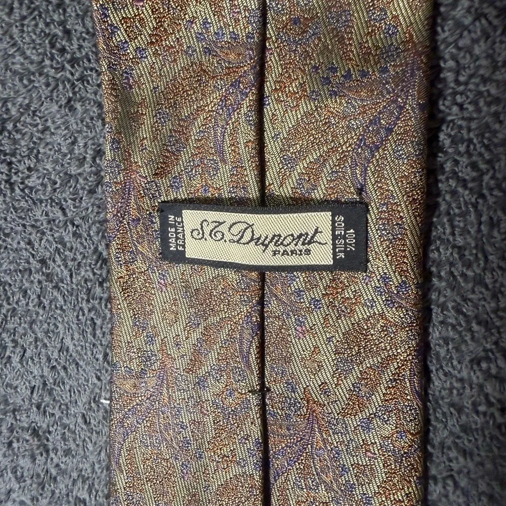 ST Dupont Paisley Silk‎ Tie in Gold and Purple